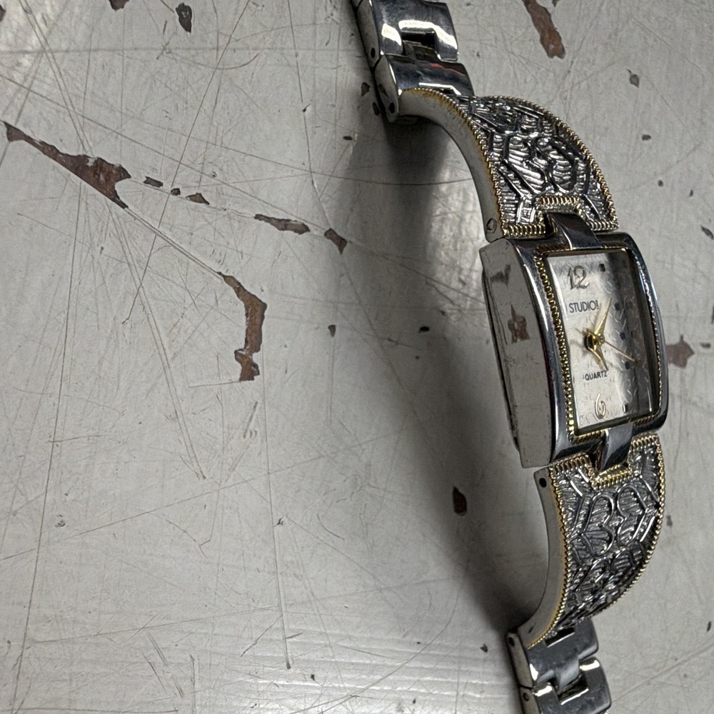 Studio I Women's Quartz Analog Rectangle Two-Tone Silver Bracelet Watch - Picture 7 of 8